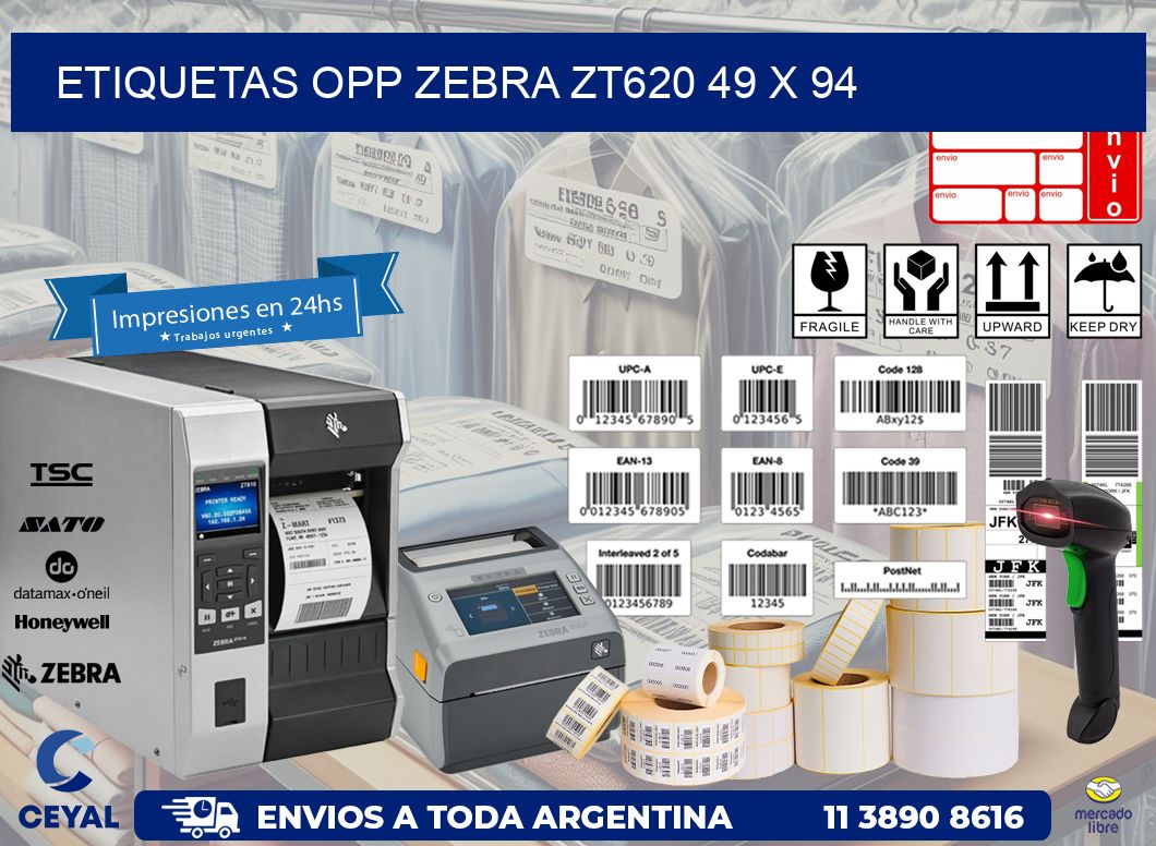 ETIQUETAS OPP ZEBRA ZT620 49 x 94