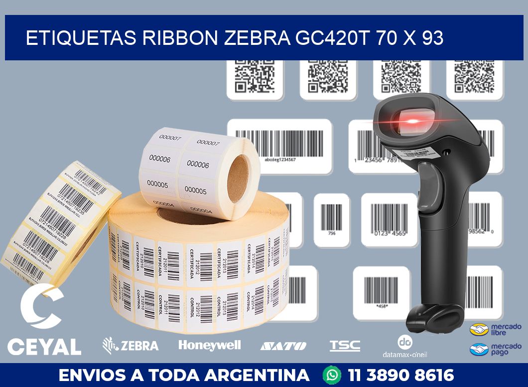 ETIQUETAS RIBBON Zebra GC420T 70 x 93