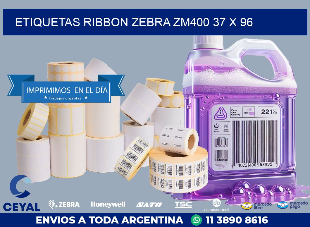 ETIQUETAS RIBBON Zebra ZM400 37 x 96