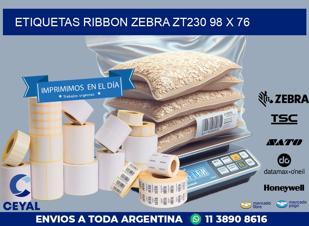 ETIQUETAS RIBBON Zebra ZT230 98 x 76
