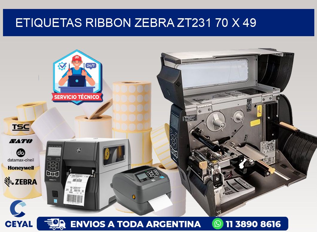 ETIQUETAS RIBBON Zebra ZT231 70 x 49