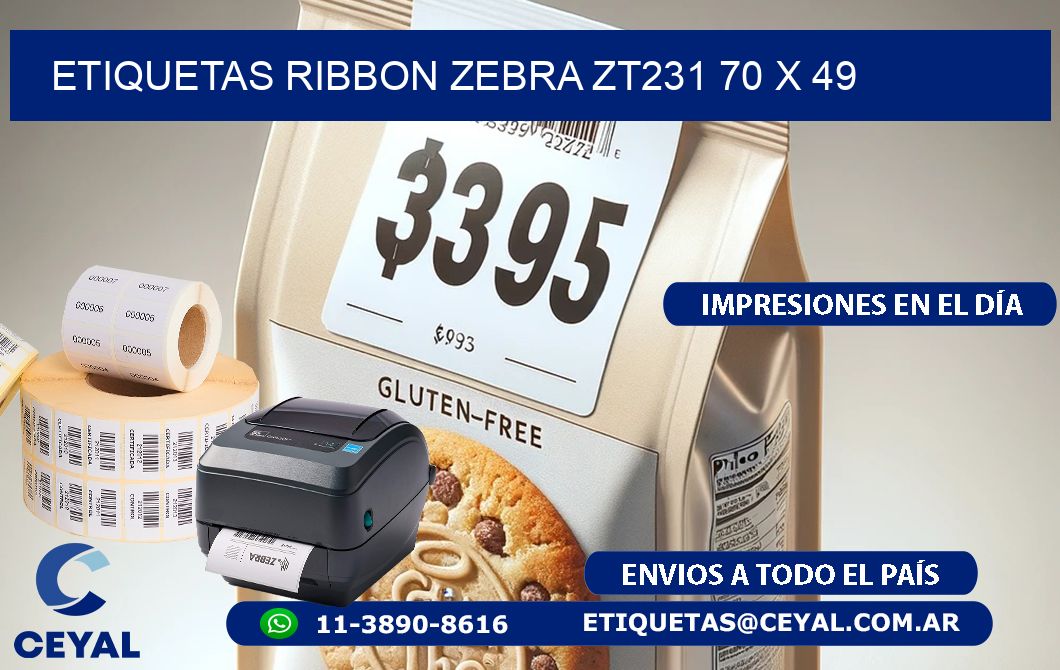 ETIQUETAS RIBBON Zebra ZT231 70 x 49
