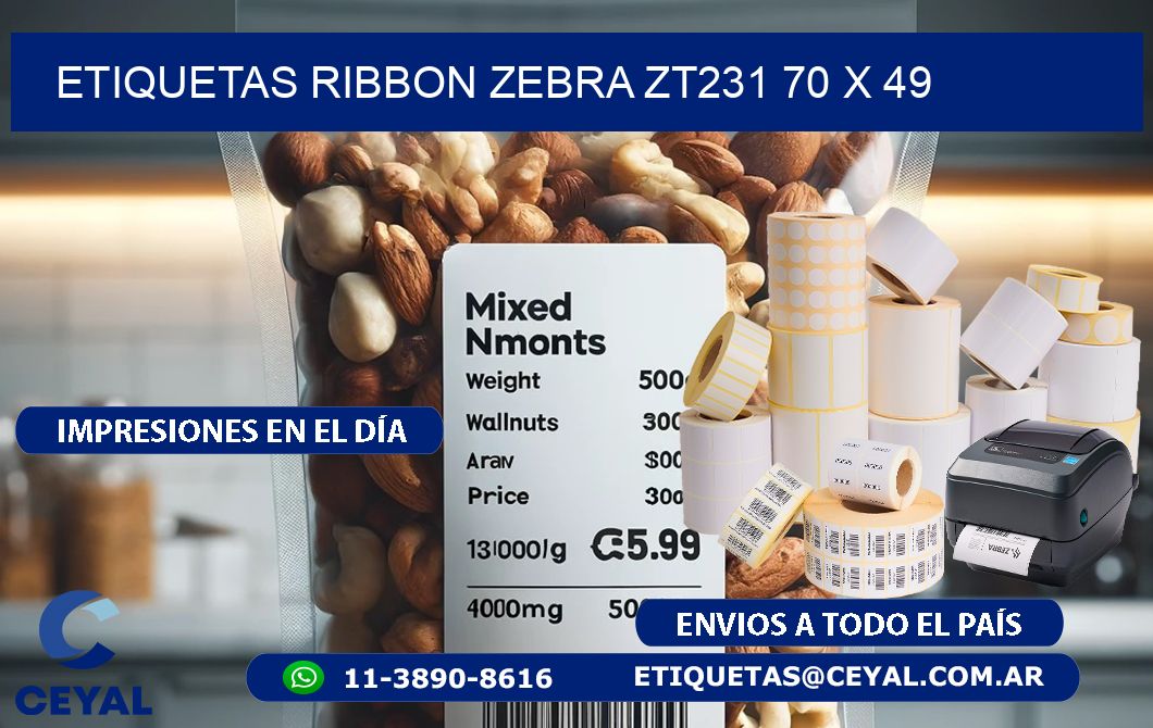 ETIQUETAS RIBBON Zebra ZT231 70 x 49