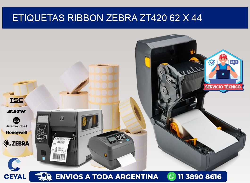 ETIQUETAS RIBBON Zebra ZT420 62 x 44
