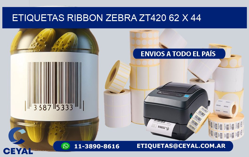 ETIQUETAS RIBBON Zebra ZT420 62 x 44
