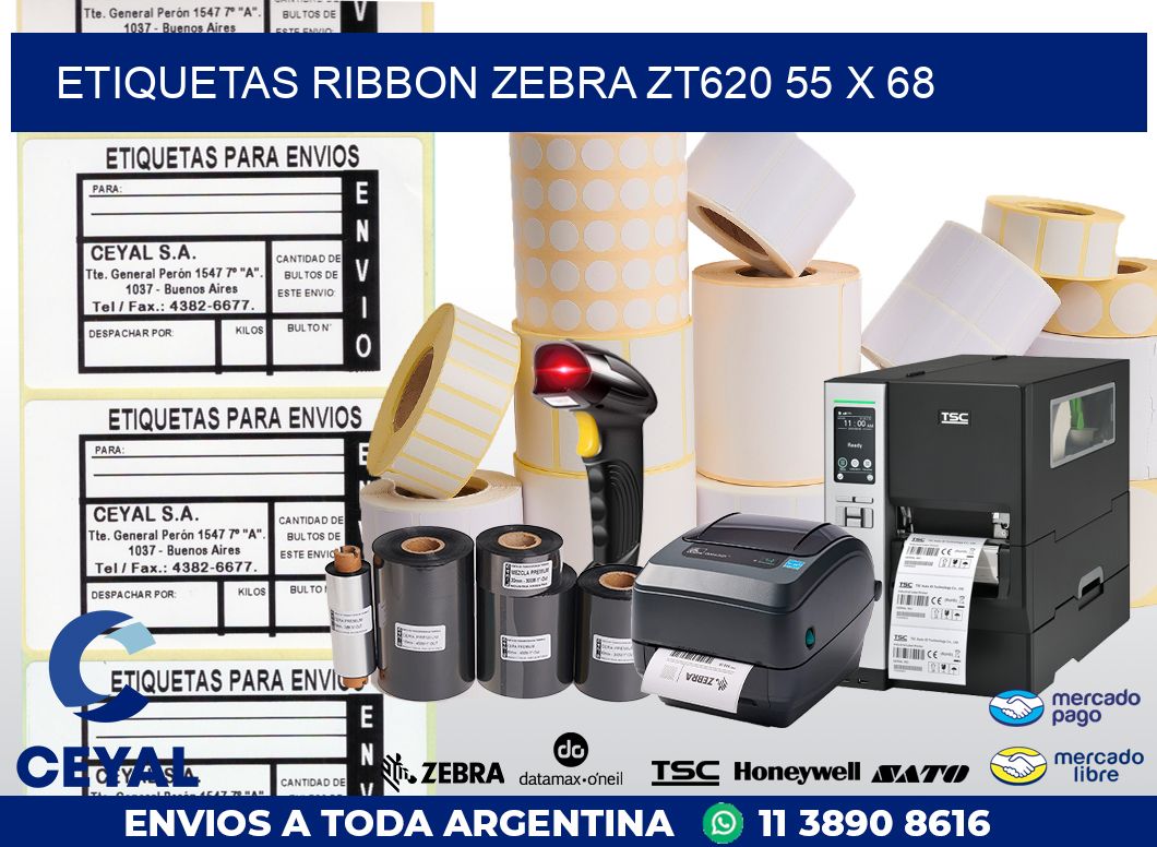 ETIQUETAS RIBBON Zebra ZT620 55 x 68