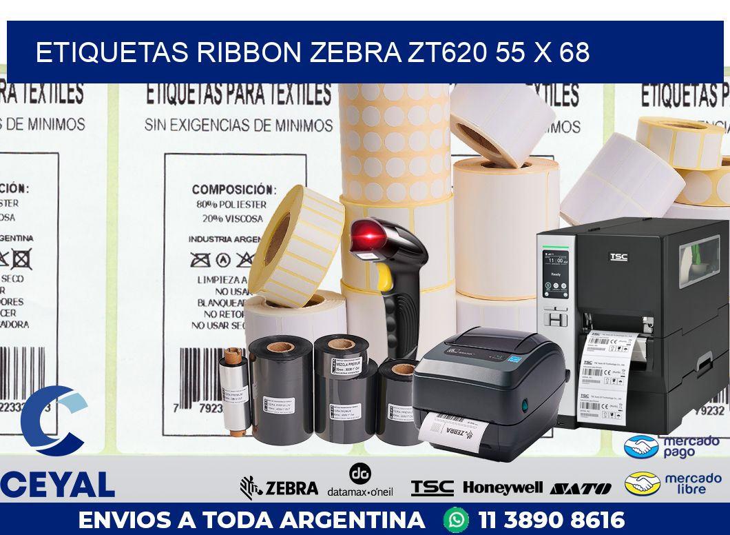 ETIQUETAS RIBBON Zebra ZT620 55 x 68