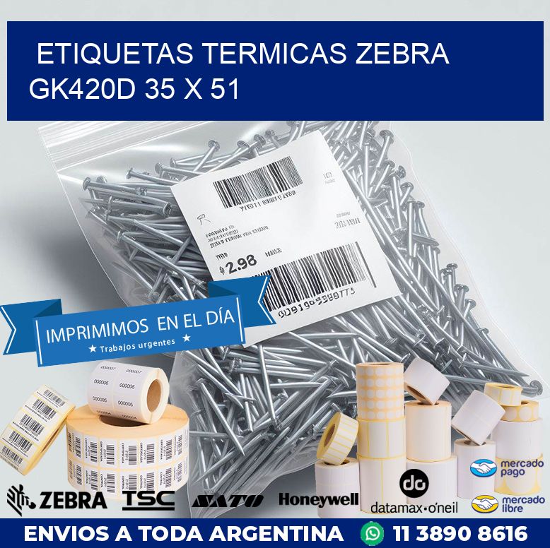 ETIQUETAS TERMICAS ZEBRA GK420D 35 x 51