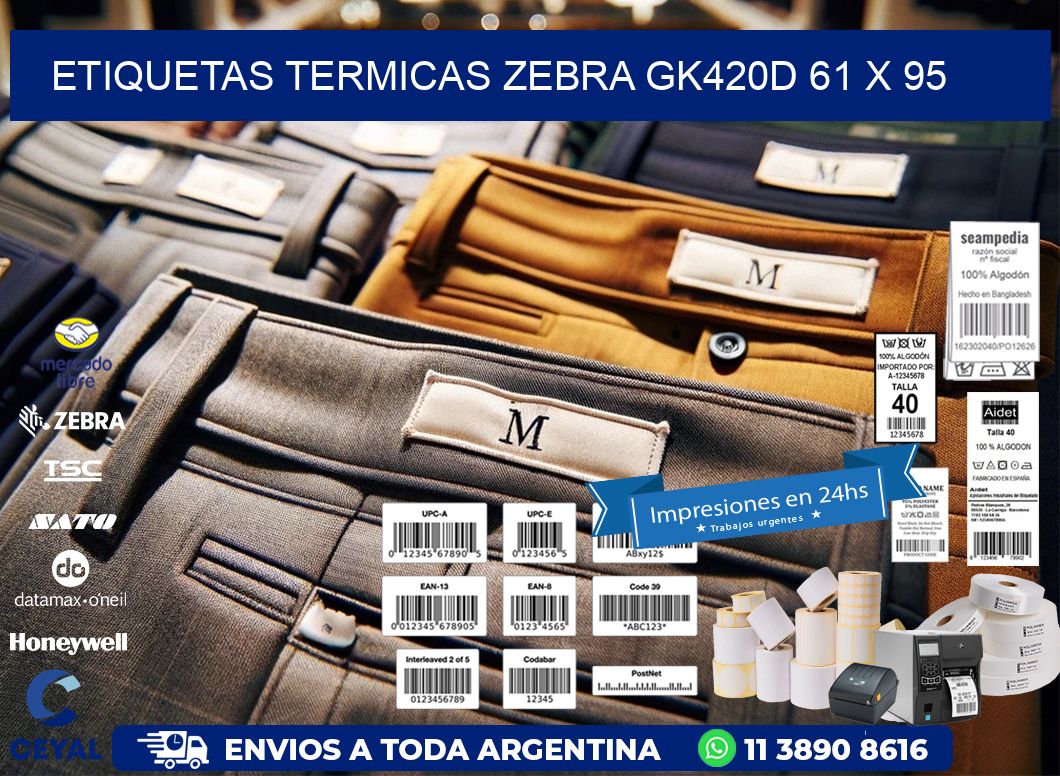 ETIQUETAS TERMICAS ZEBRA GK420D 61 x 95