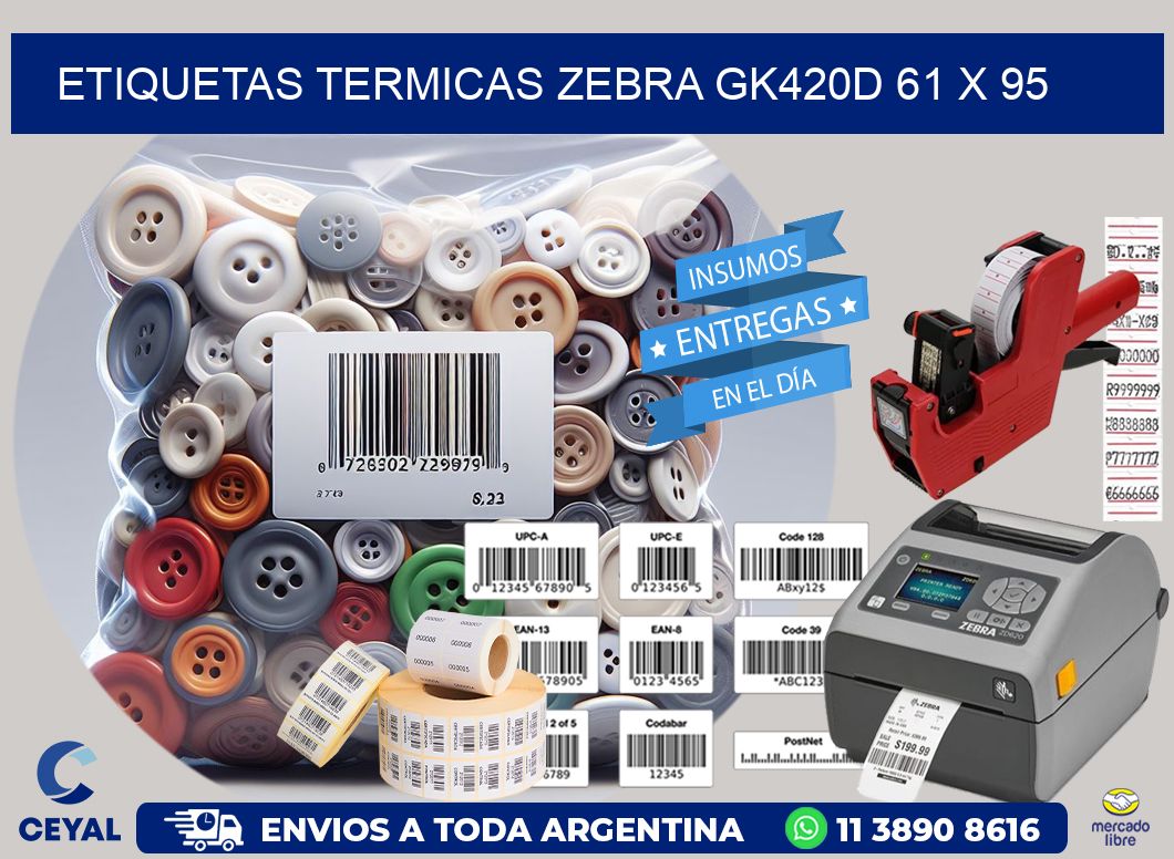 ETIQUETAS TERMICAS ZEBRA GK420D 61 x 95