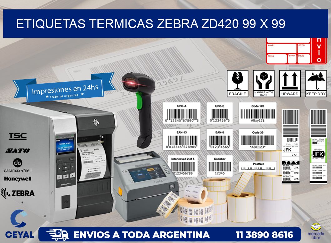 ETIQUETAS TERMICAS ZEBRA ZD420 99 x 99