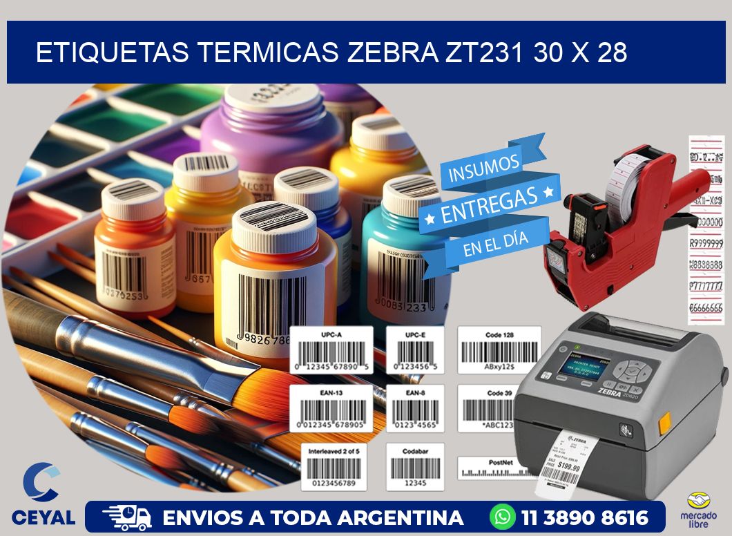 ETIQUETAS TERMICAS ZEBRA ZT231 30 x 28