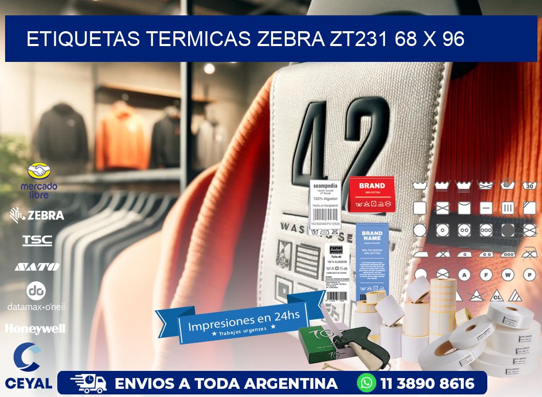 ETIQUETAS TERMICAS ZEBRA ZT231 68 x 96