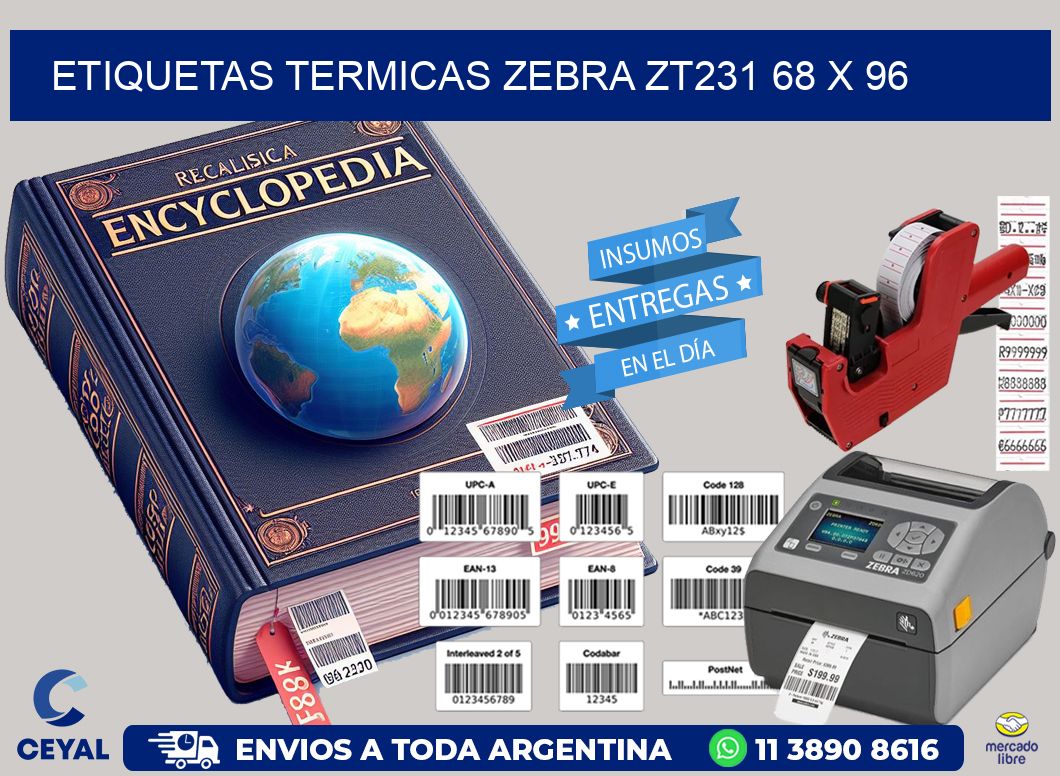 ETIQUETAS TERMICAS ZEBRA ZT231 68 x 96