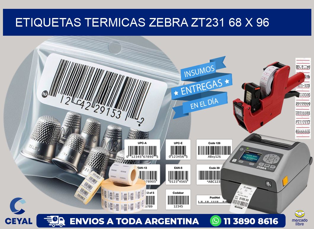 ETIQUETAS TERMICAS ZEBRA ZT231 68 x 96