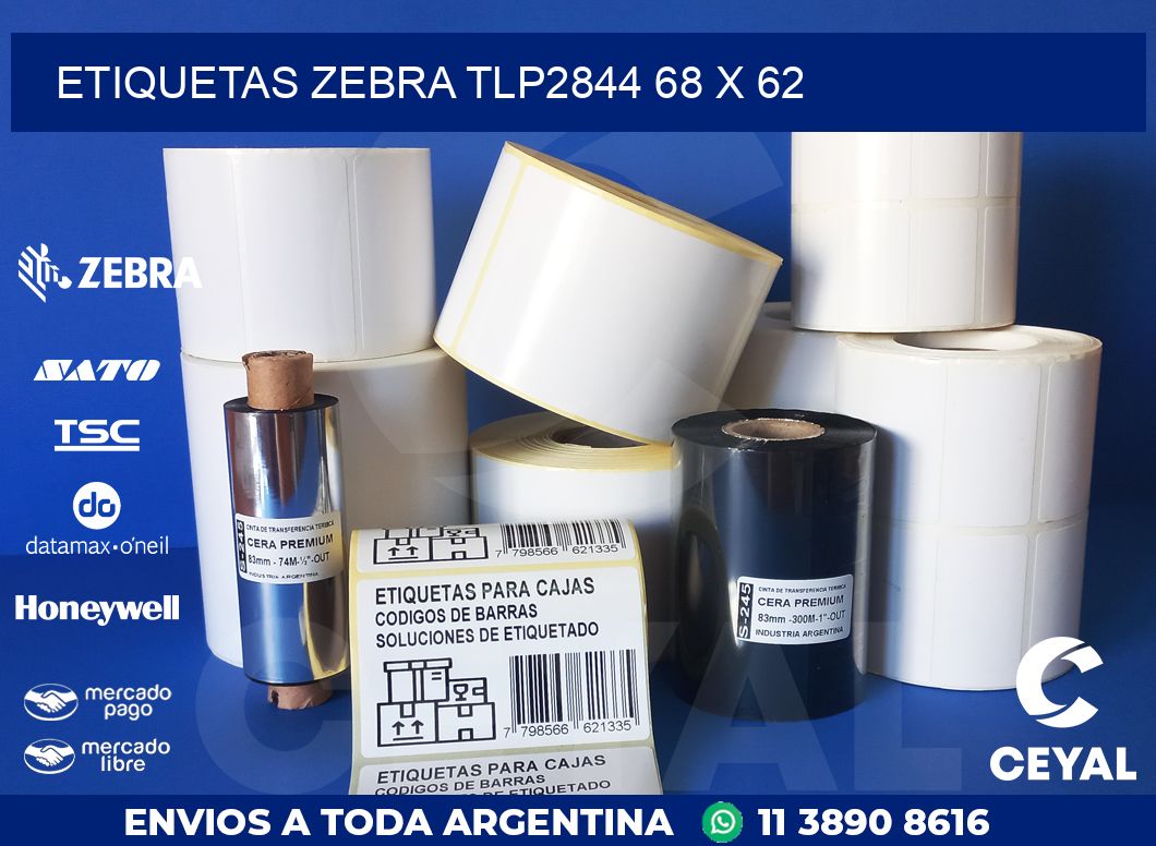 ETIQUETAS Zebra TLP2844 68 x 62