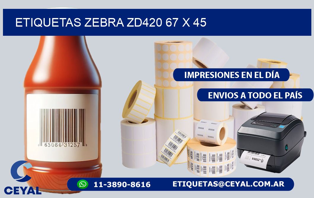 ETIQUETAS Zebra ZD420 67 x 45