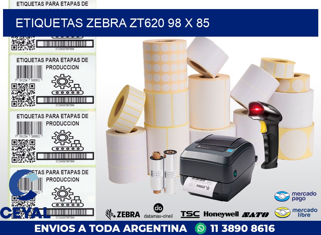 ETIQUETAS Zebra ZT620 98 x 85