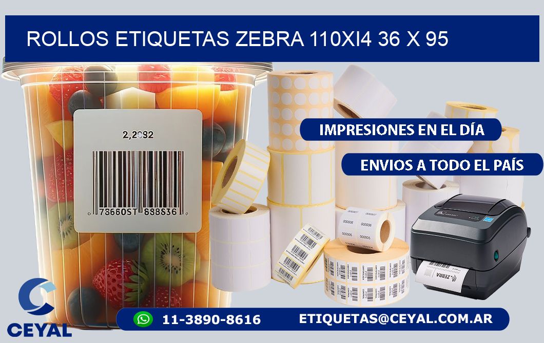 ROLLOS ETIQUETAS Zebra 110Xi4 36 x 95