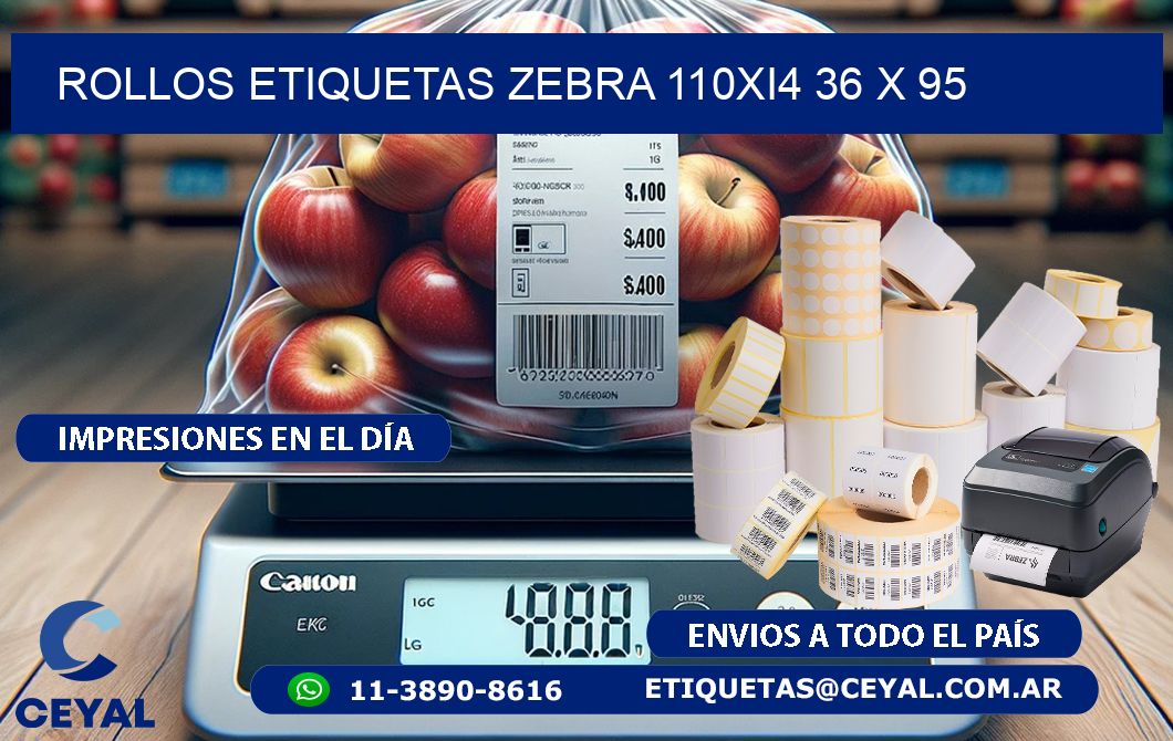 ROLLOS ETIQUETAS Zebra 110Xi4 36 x 95