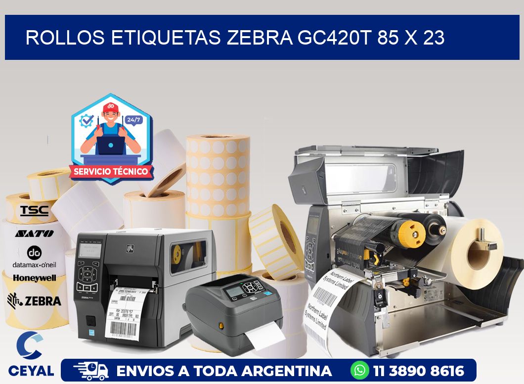 ROLLOS ETIQUETAS Zebra GC420T 85 x 23
