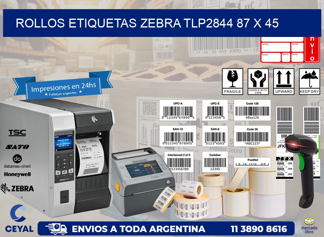 ROLLOS ETIQUETAS Zebra TLP2844 87 x 45