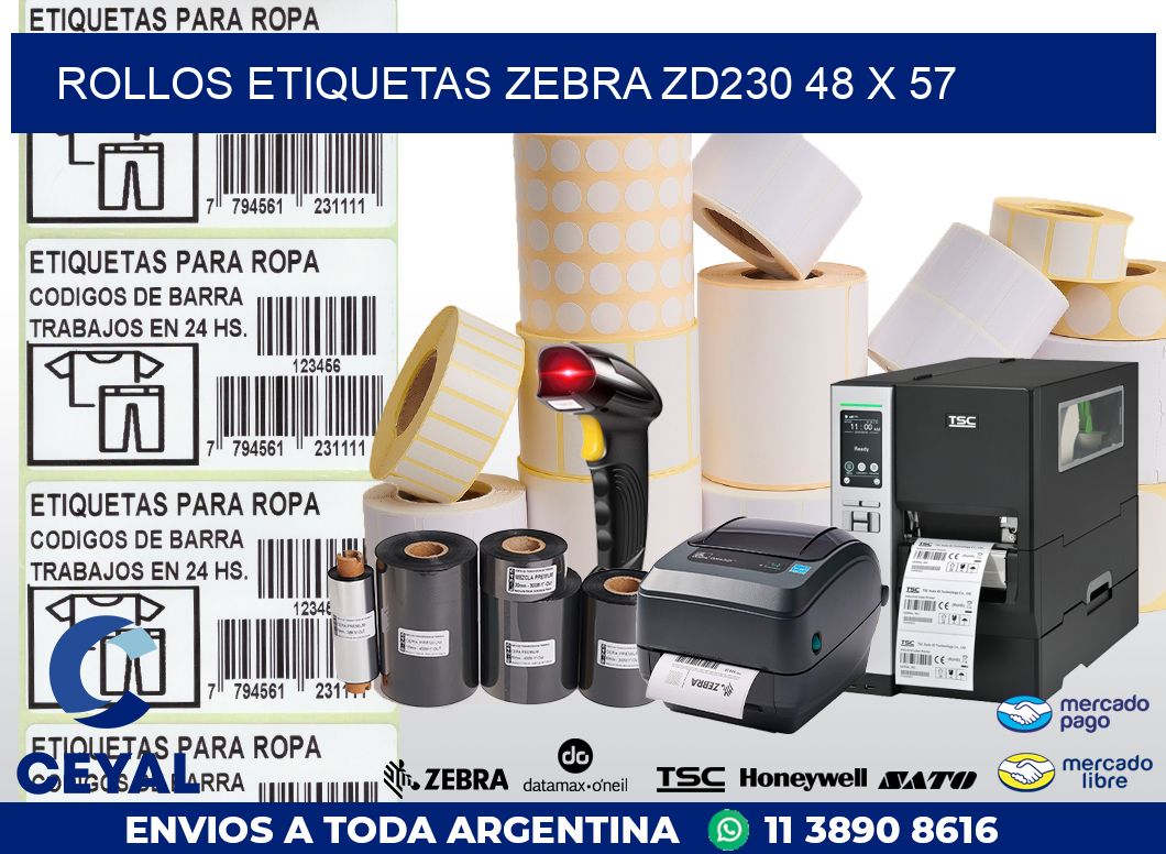 ROLLOS ETIQUETAS Zebra ZD230 48 x 57