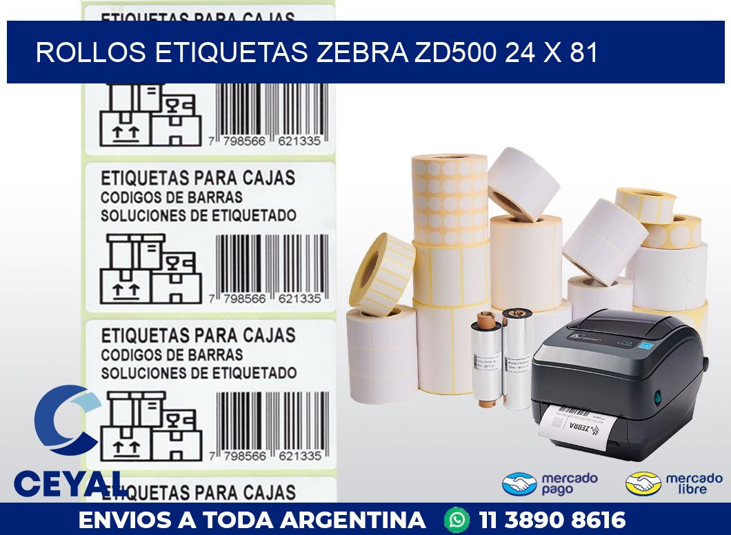 ROLLOS ETIQUETAS Zebra ZD500 24 x 81