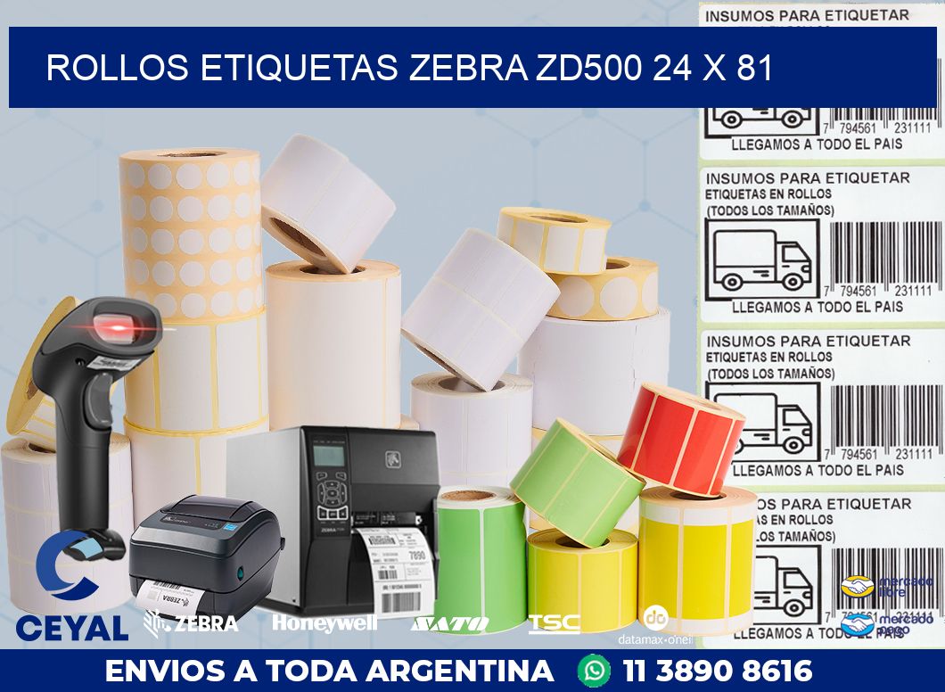 ROLLOS ETIQUETAS Zebra ZD500 24 x 81