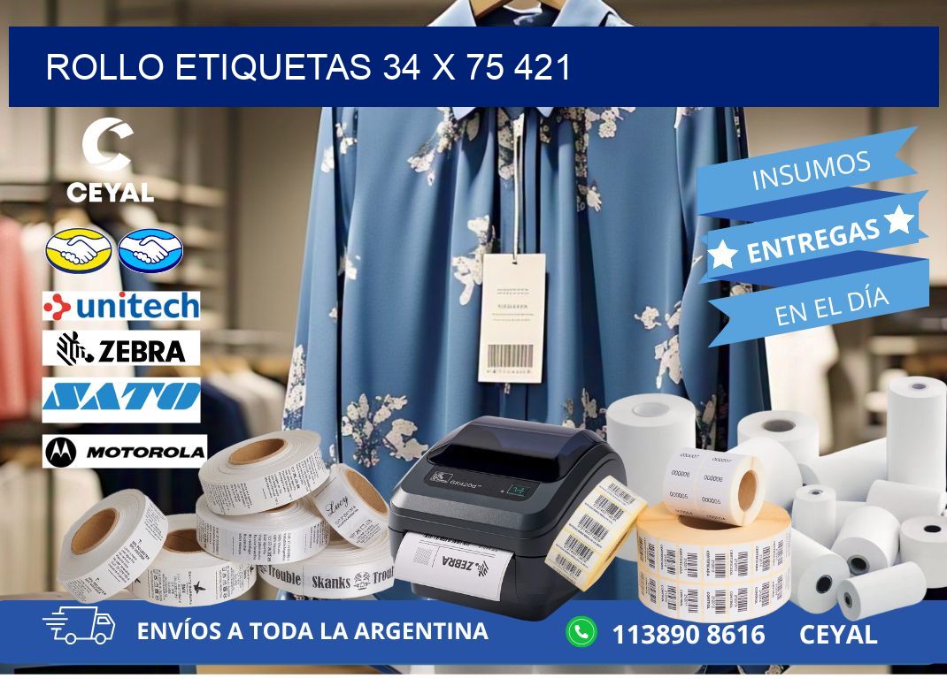 Rollo etiquetas 34 x 75 421