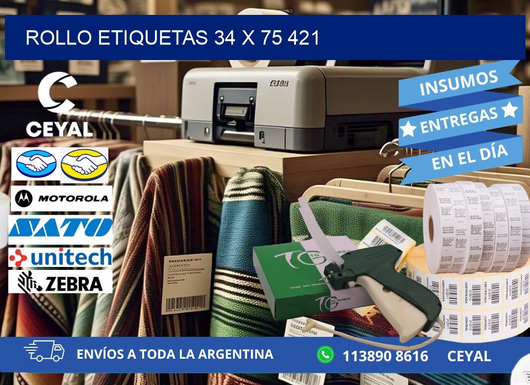 Rollo etiquetas 34 x 75 421