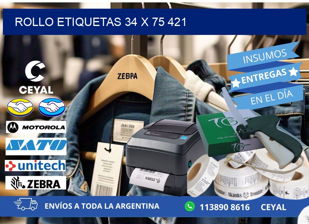 Rollo etiquetas 34 x 75 421