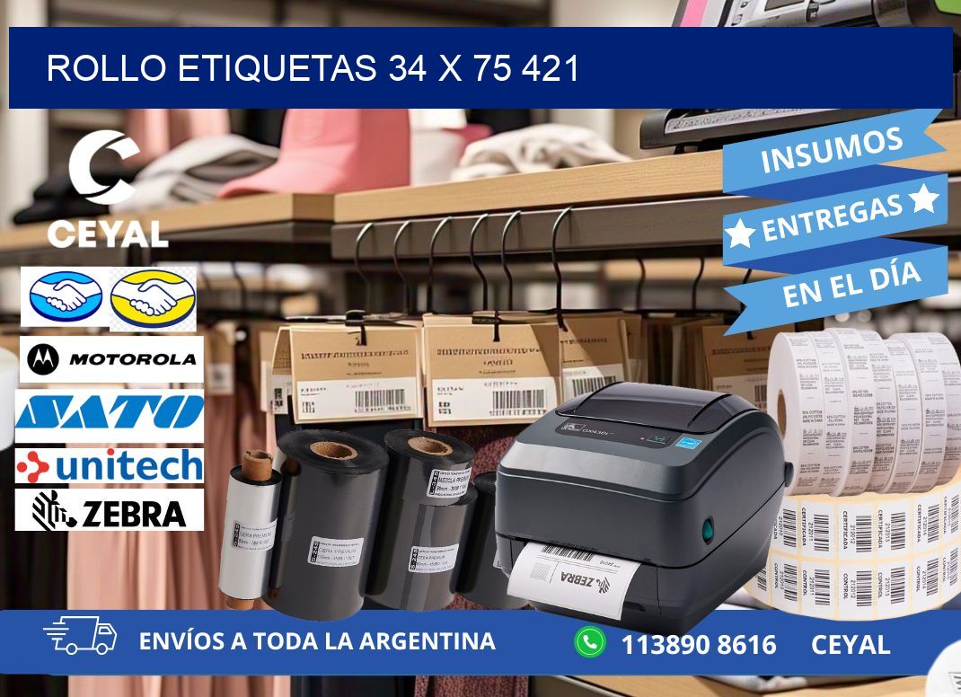 Rollo etiquetas 34 x 75 421