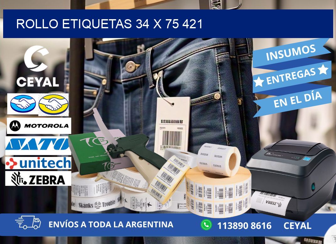 Rollo etiquetas 34 x 75 421