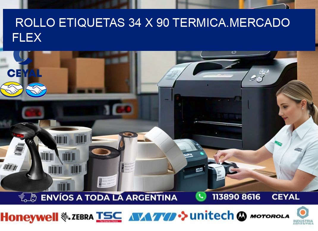 Rollo etiquetas 34 x 90 termica.MERCADO FLEX
