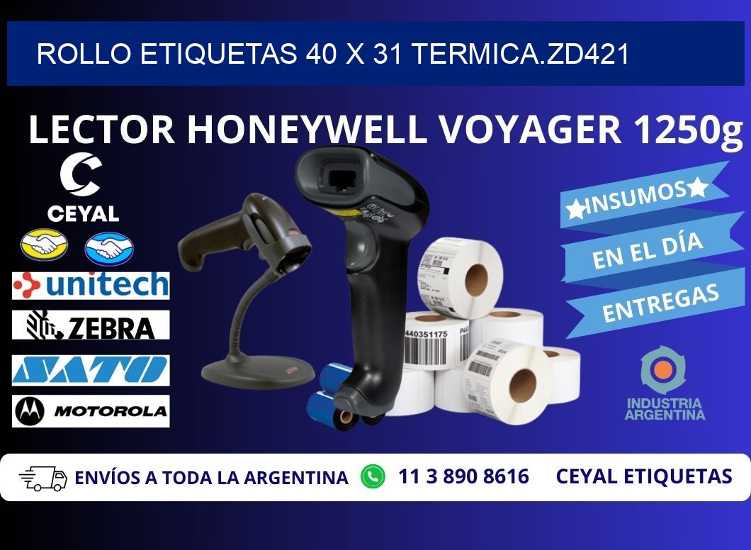 Rollo etiquetas 40 x 31 termica.zd421