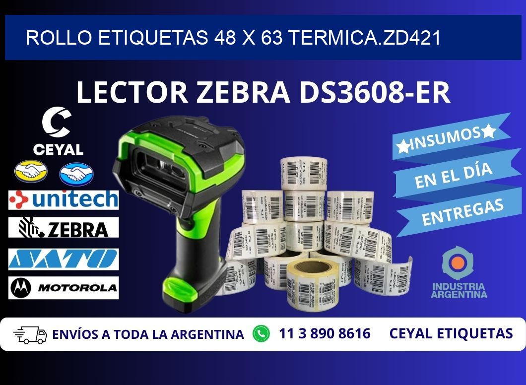 Rollo etiquetas 48 x 63 termica.zd421