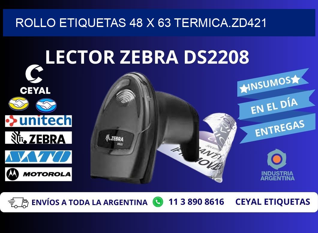 Rollo etiquetas 48 x 63 termica.zd421
