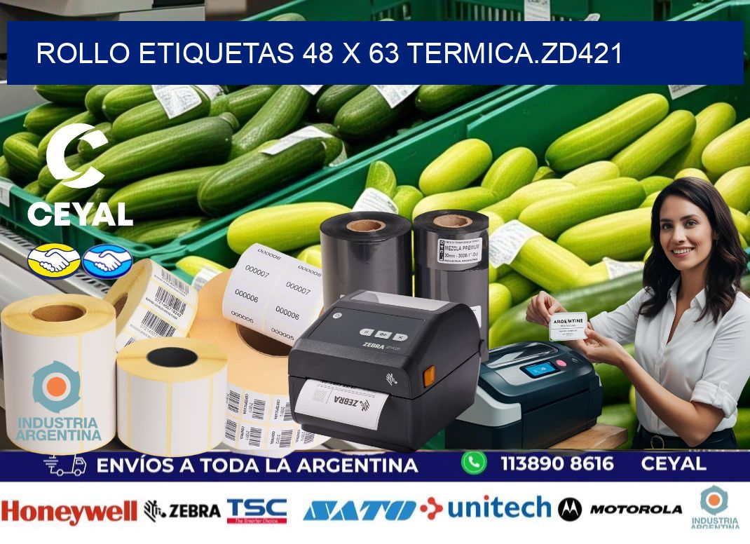 Rollo etiquetas 48 x 63 termica.zd421