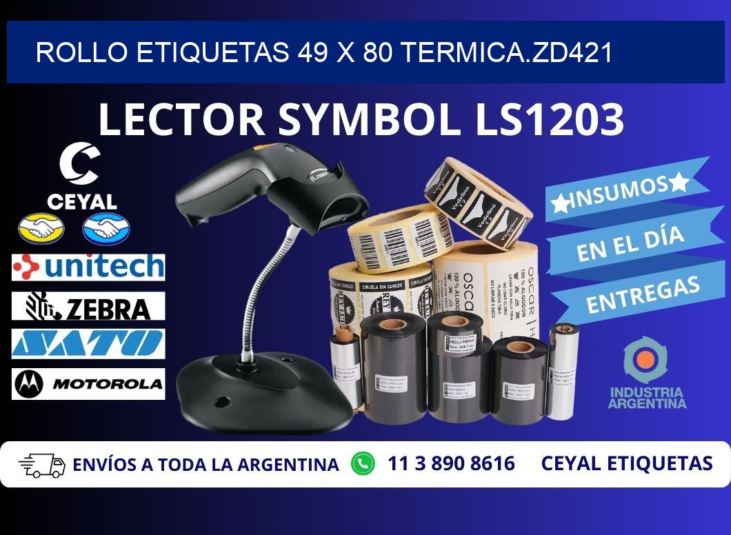 Rollo etiquetas 49 x 80 termica.zd421
