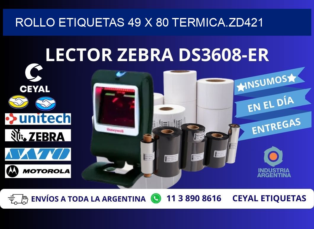 Rollo etiquetas 49 x 80 termica.zd421