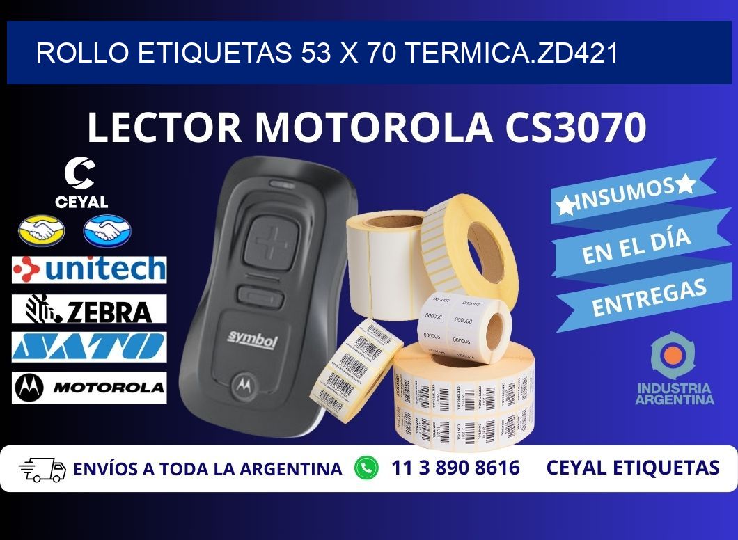 Rollo etiquetas 53 x 70 termica.zd421