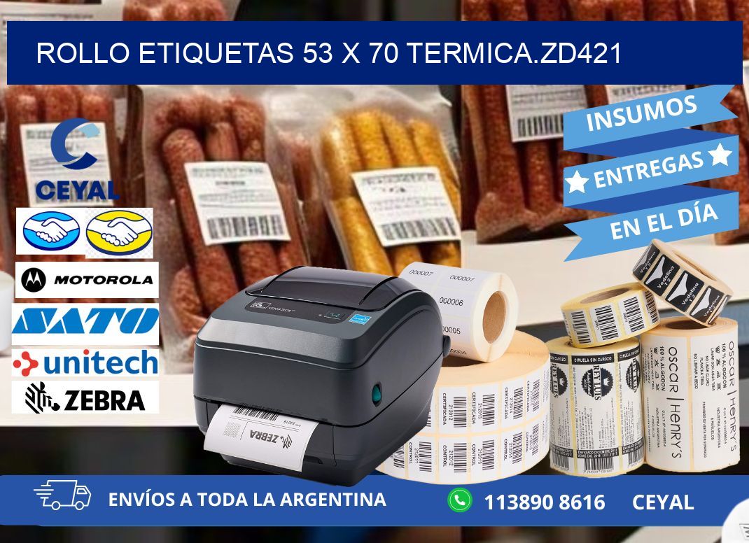 Rollo etiquetas 53 x 70 termica.zd421