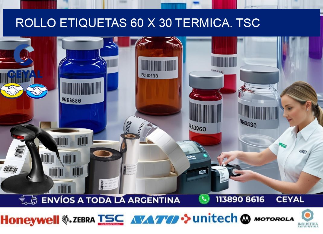 Rollo etiquetas 60 x 30 termica. tsc