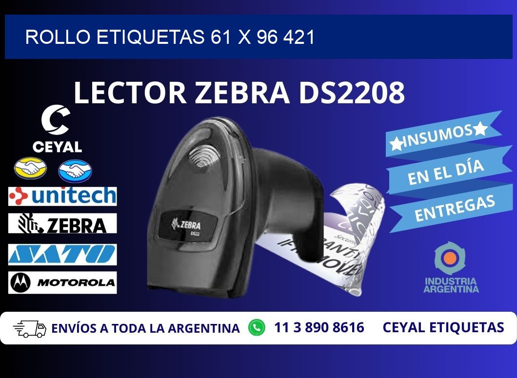 Rollo etiquetas 61 x 96 421