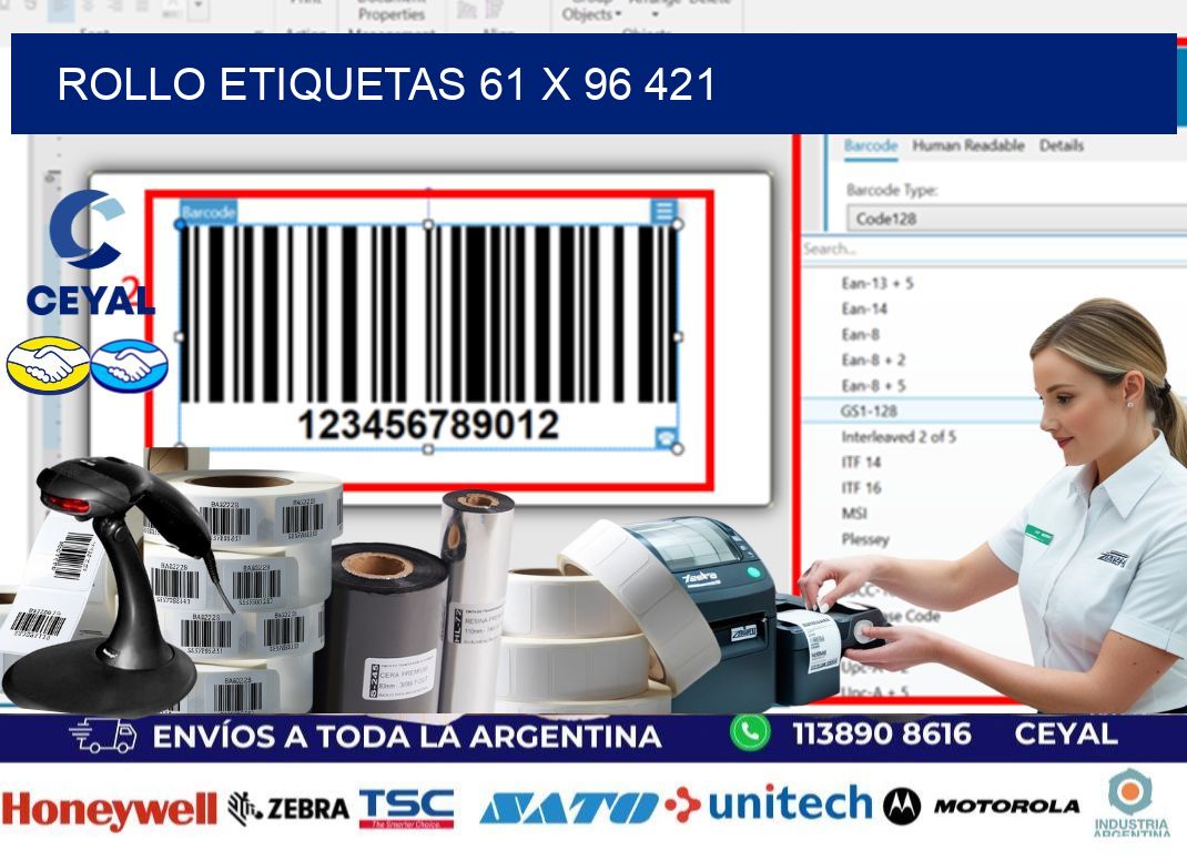 Rollo etiquetas 61 x 96 421