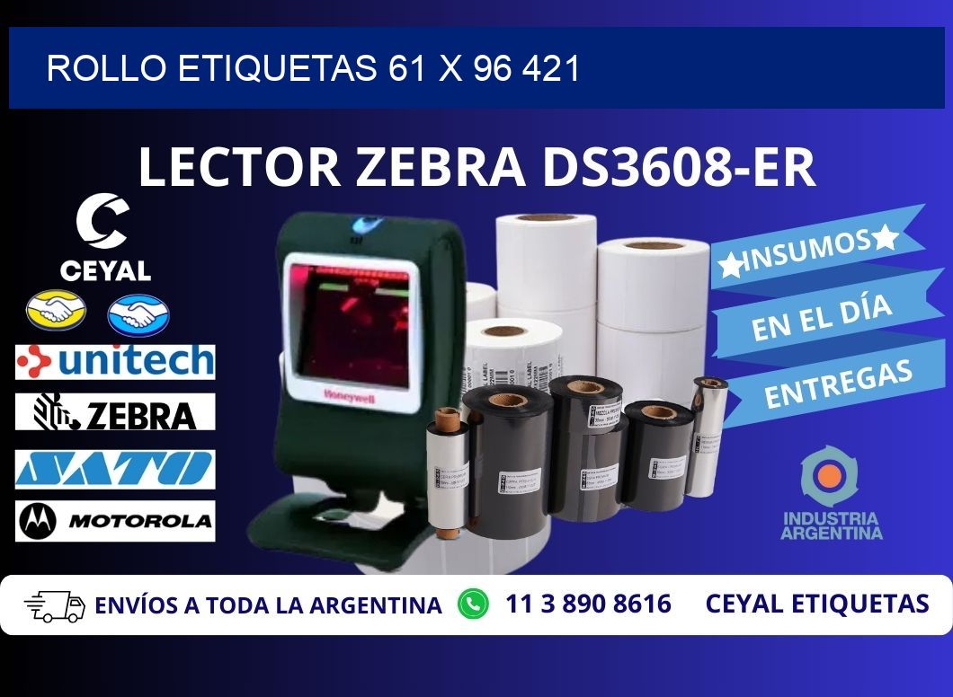 Rollo etiquetas 61 x 96 421