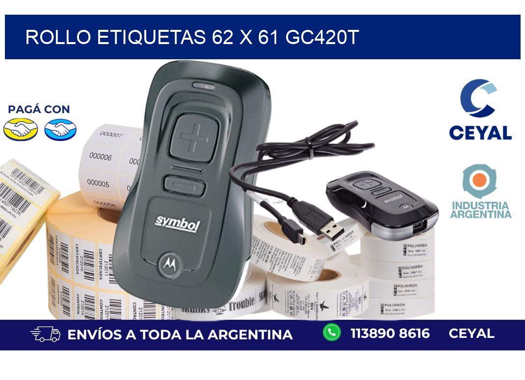 Rollo etiquetas 62 x 61 gc420t