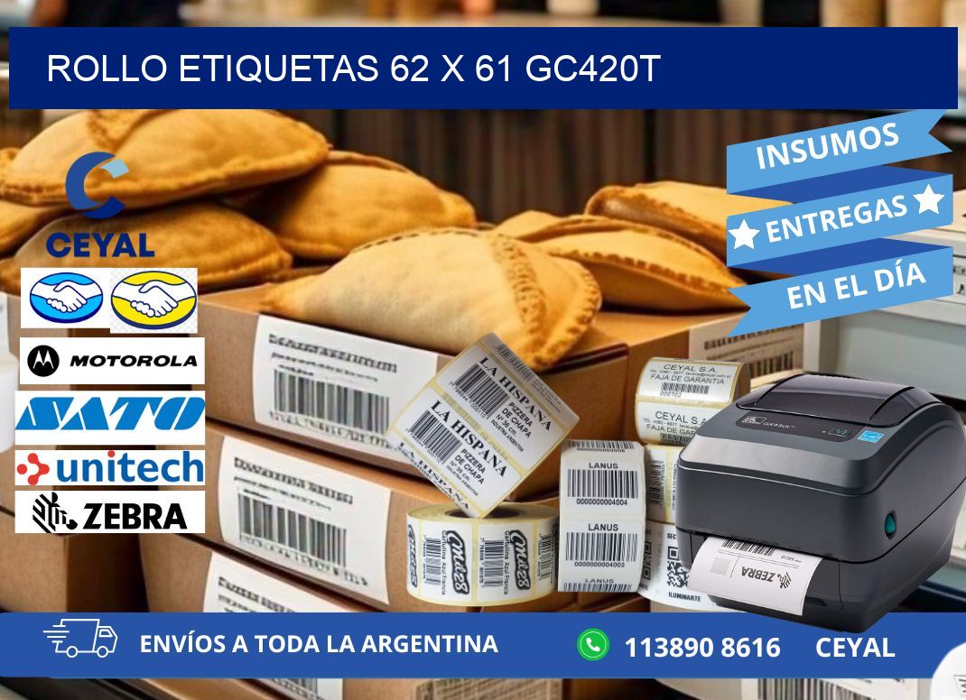 Rollo etiquetas 62 x 61 gc420t