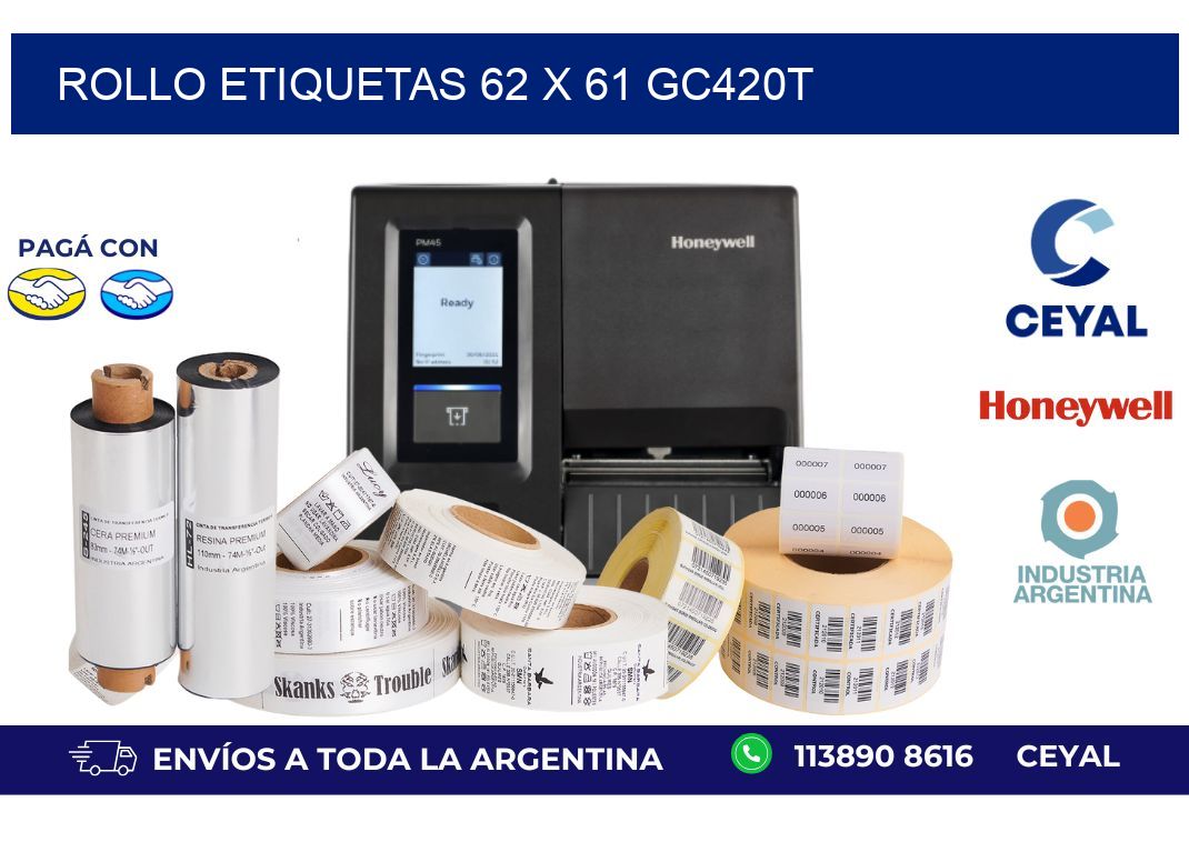 Rollo etiquetas 62 x 61 gc420t